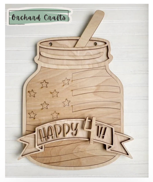 Happy 4th Patriotic Jar Sign